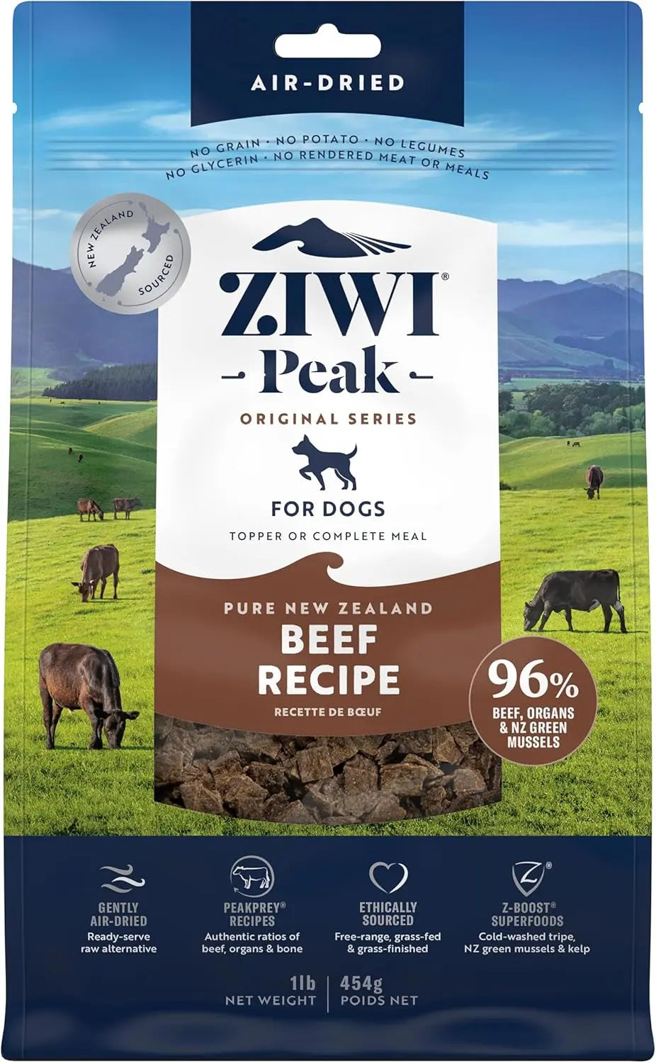 Peak Air-Dried Dog Food β Beef - All Natural, High Protein, Grain Free, Limited Ingredient W/ Superfoods (16Oz)