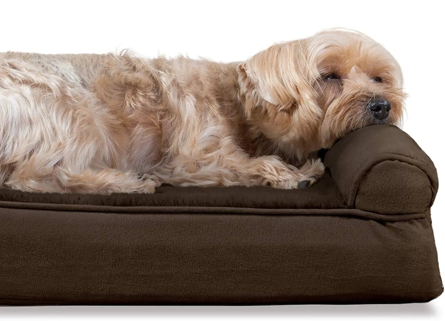 Memory Foam Dog Bed for Large Dogs W/ Removable Bolsters & Washable Cover, for Dogs up to 125 Lbs - Plush & Suede Sofa - Espresso, Jumbo Plus/Xxl