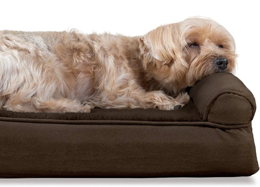 Memory Foam Dog Bed for Large Dogs W/ Removable Bolsters & Washable Cover, for Dogs up to 125 Lbs - Plush & Suede Sofa - Espresso, Jumbo Plus/Xxl