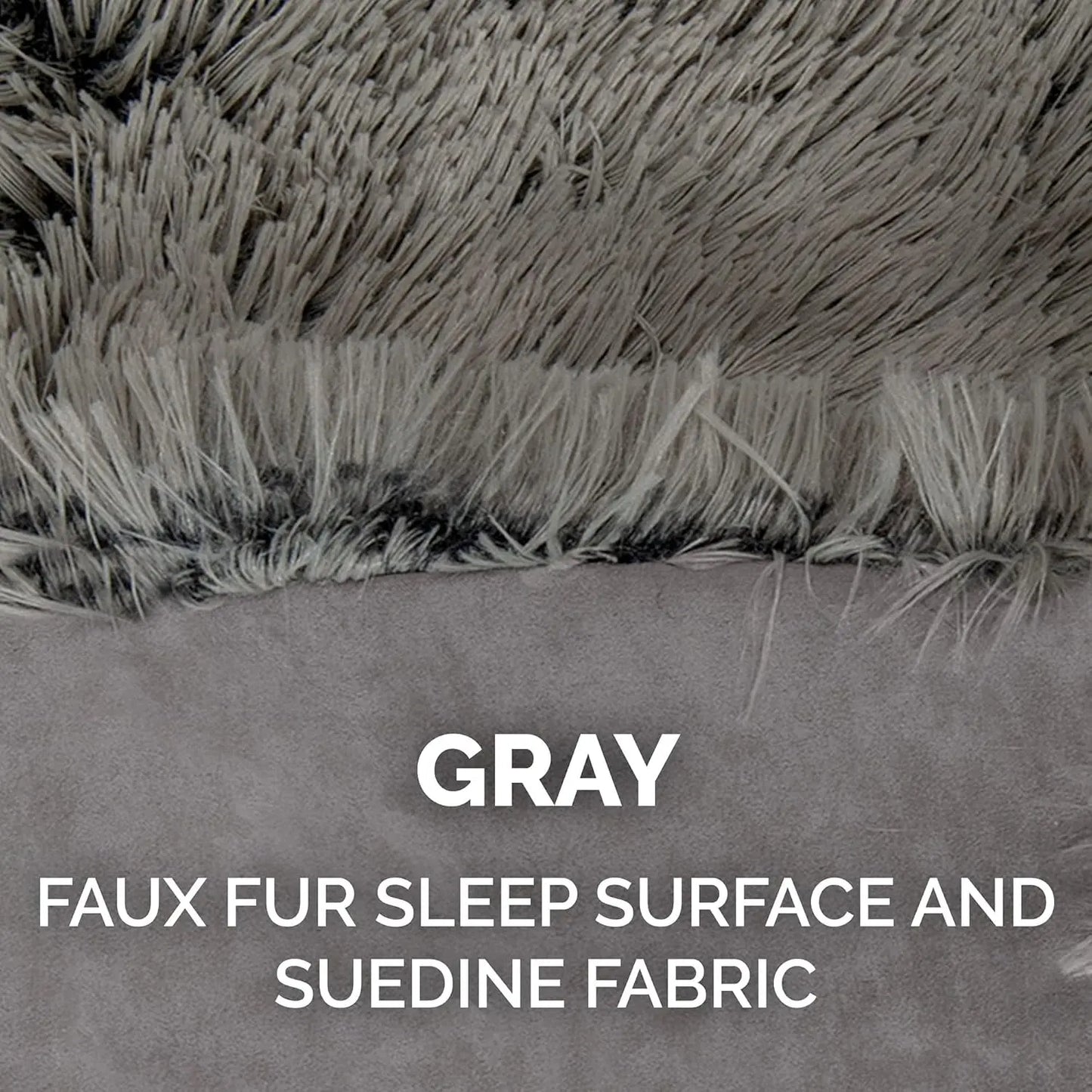 Self-Warming Cat Bed for Indoor Cats, 4-Beds-In-1 & Washable - Plush Long Faux Fur Convertible Cuddler - Gray, Small
