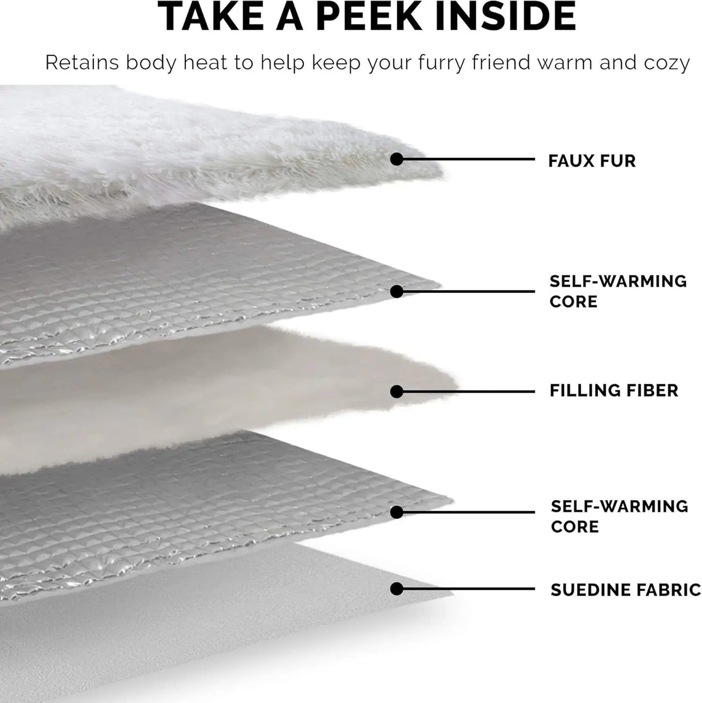 Self-Warming Cat Bed for Indoor Cats, 4-Beds-In-1 & Washable - Plush Long Faux Fur Convertible Cuddler - Gray, Small