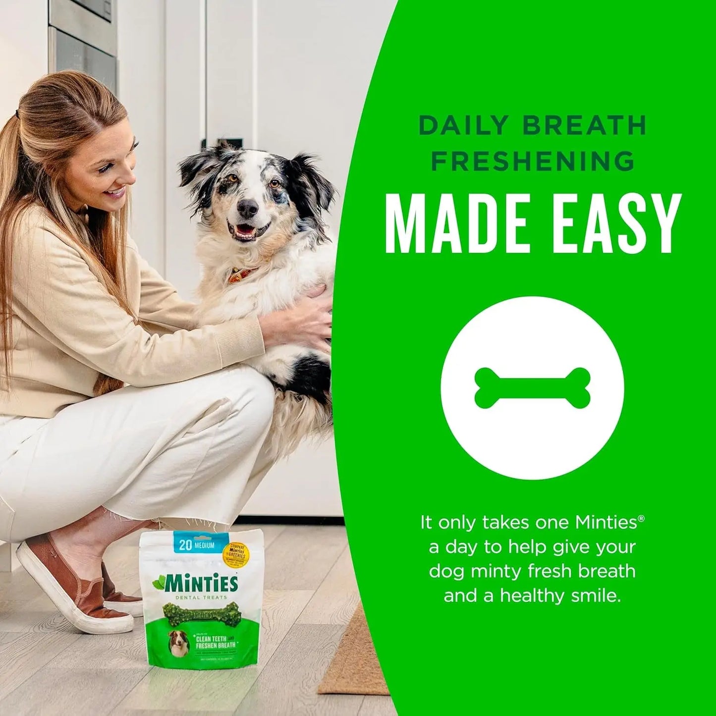 Dental Chews for Dogs, 40 Count, Vet-Recommended Mint-Flavored Treats for Tiny/Small Dogs 5-24 Lbs, Dental Bones Clean Teeth, Fight Bad Breath, and Removes Plaque and Tartar
