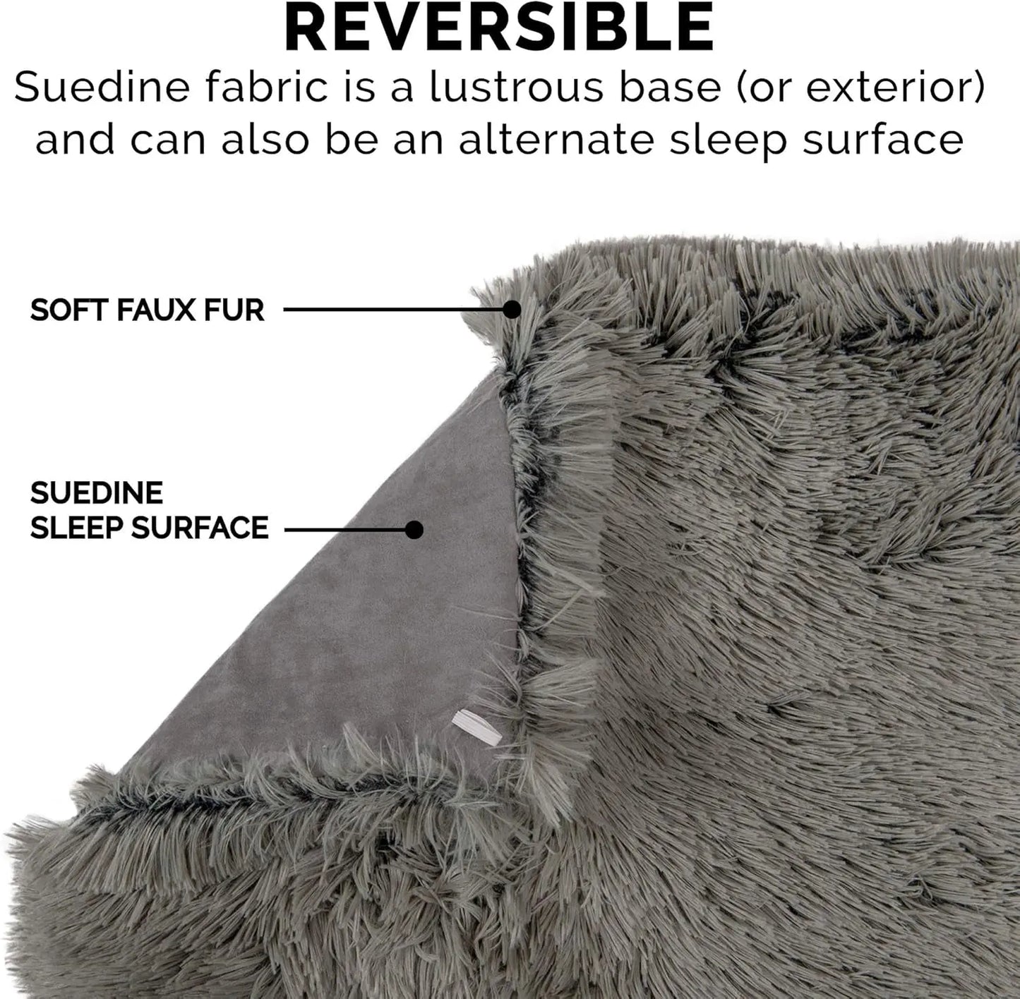 Self-Warming Cat Bed for Indoor Cats, 4-Beds-In-1 & Washable - Plush Long Faux Fur Convertible Cuddler - Gray, Small