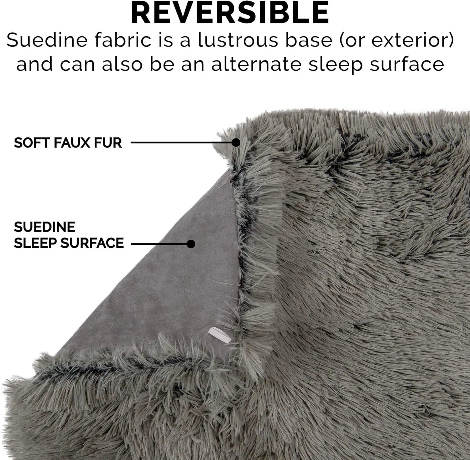 Self-Warming Cat Bed for Indoor Cats, 4-Beds-In-1 & Washable - Plush Long Faux Fur Convertible Cuddler - Gray, Small