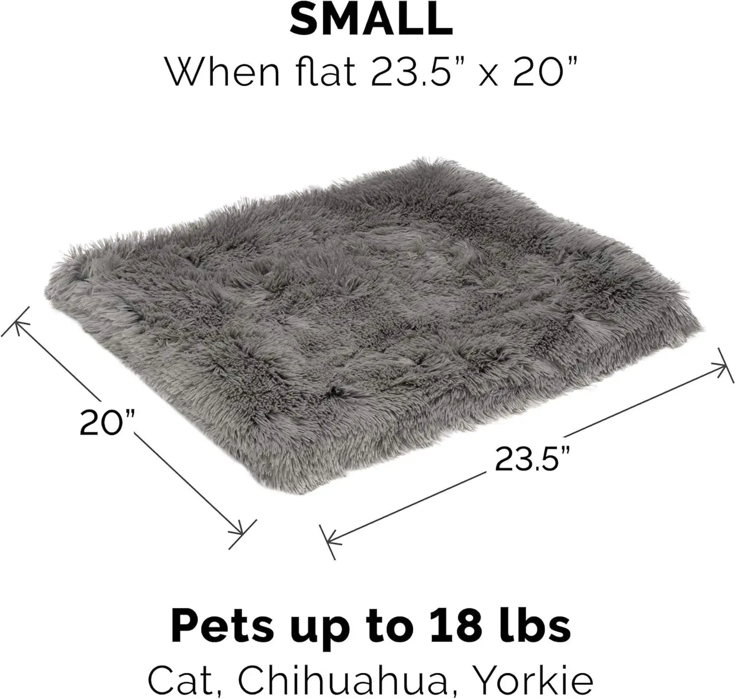 Self-Warming Cat Bed for Indoor Cats, 4-Beds-In-1 & Washable - Plush Long Faux Fur Convertible Cuddler - Gray, Small