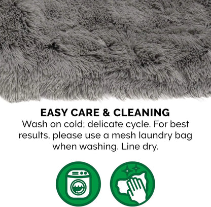 Self-Warming Cat Bed for Indoor Cats, 4-Beds-In-1 & Washable - Plush Long Faux Fur Convertible Cuddler - Gray, Small