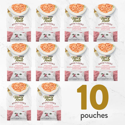 Purina  Appetizers Wet Cat Food, Steamed Alaskan Salmon, 1.1 Oz Trays (10 Pack)