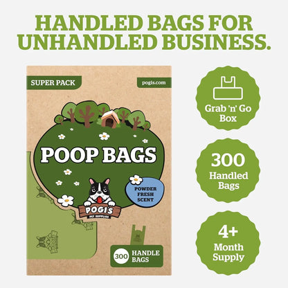 Pogi’S Dog Poop Bags with Handles – Extra-Thick, Leak-Proof, Large, Fresh Scent, 300-Count