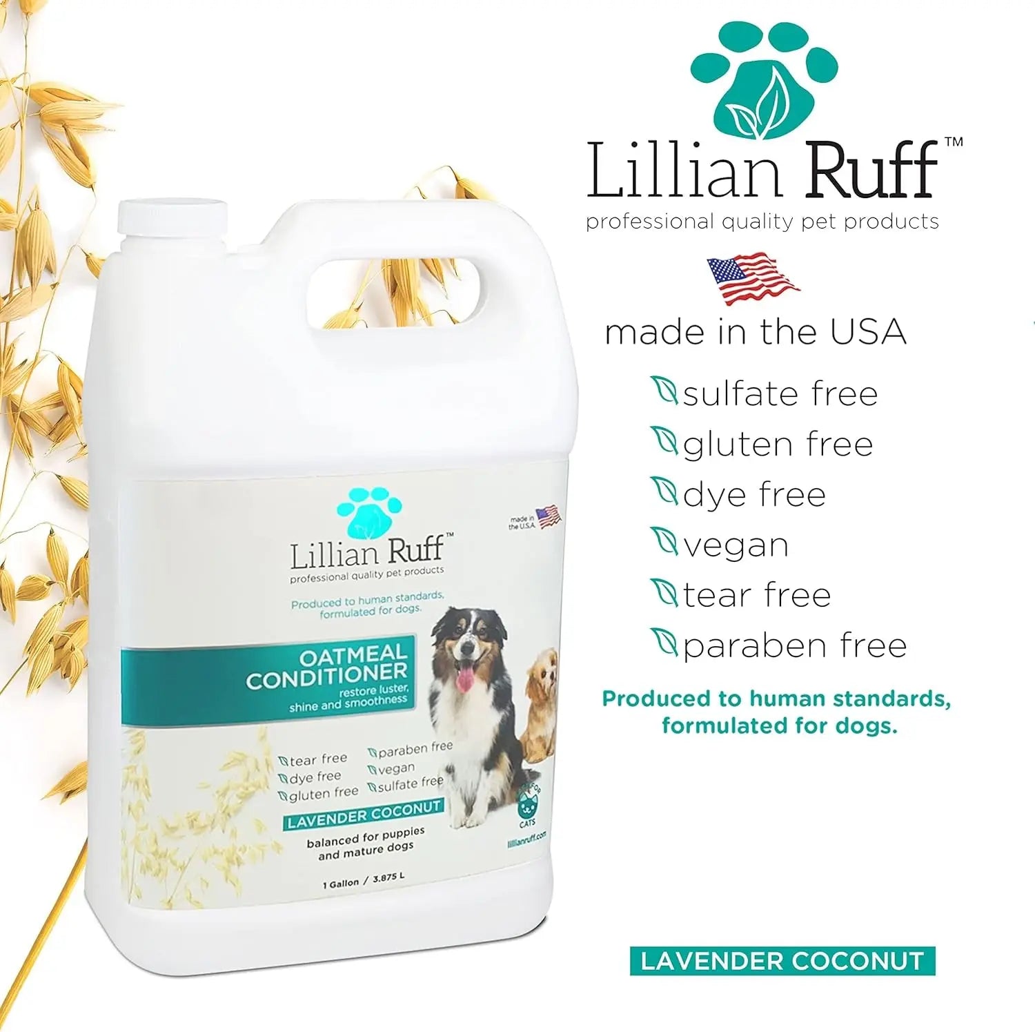 Calming Oatmeal Pet Conditioner for Dry Skin & Itch Relief with Aloe & Hydrating Essential Oils - Replenish Moisture & Deodorize - Soothing Conditioner for Normal/Sensitive Skin (Gallon)